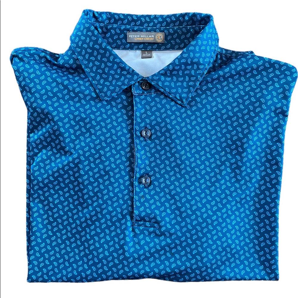Peter Millar Summer Comfort Paisley Print Polo - Size Large